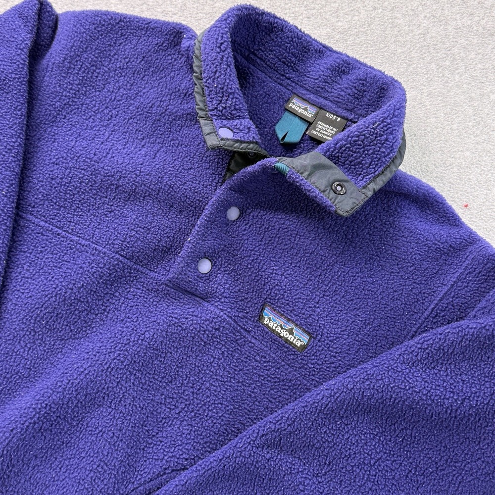 Vintage Patagonia Synchilla Snap-T Fleece Kids‎ 8 Purple Teal Jamaica 90s